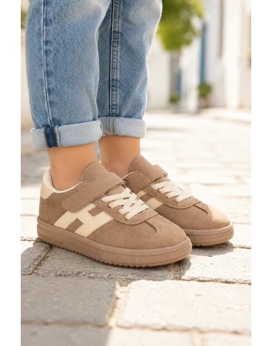 Unisex Çoçuk Süet Günlük Kullanım Cırtlı Sneakers