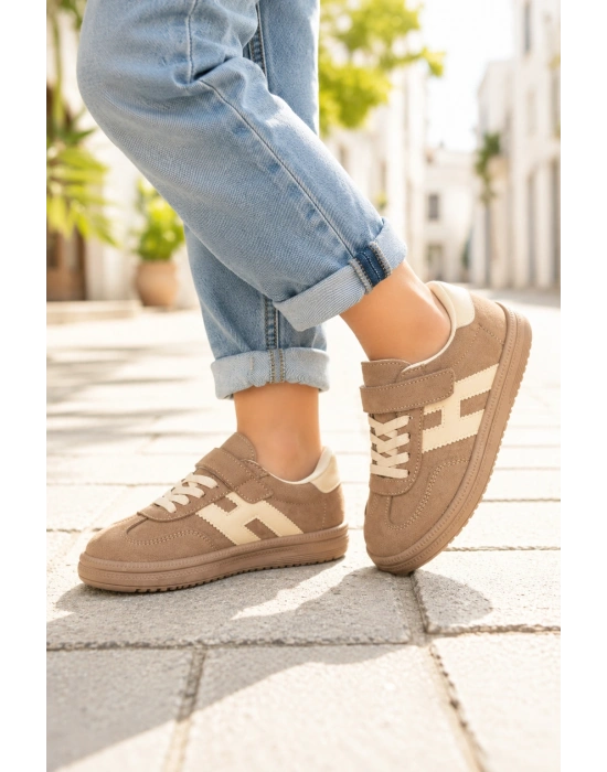 Unisex Çoçuk Süet Günlük Kullanım Cırtlı Sneakers