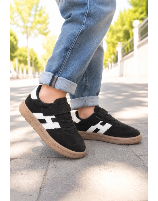 Unisex Çoçuk Süet Günlük Kullanım Cırtlı Sneakers