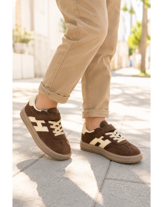 Unisex Çoçuk Süet Günlük Kullanım Cırtlı Sneakers