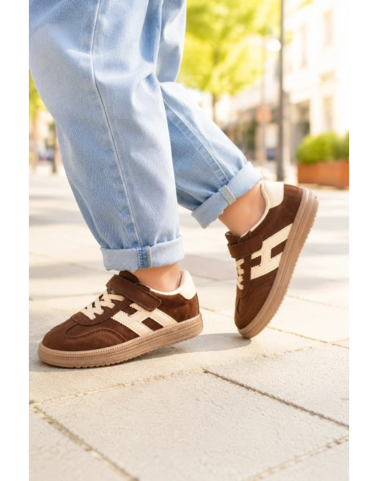 Unisex Çoçuk Süet Günlük Kullanım Cırtlı Sneakers