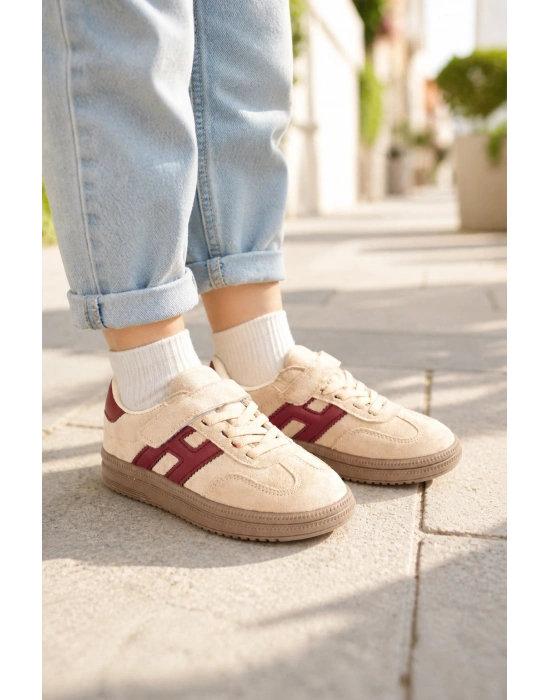 Unisex Çoçuk Süet Günlük Kullanım Cırtlı Sneakers