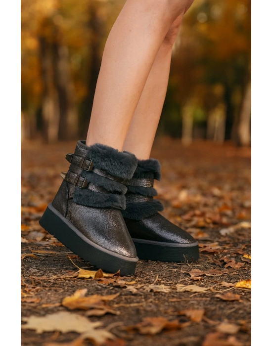 Çift Tokalı KalınTaban Kadın Bot