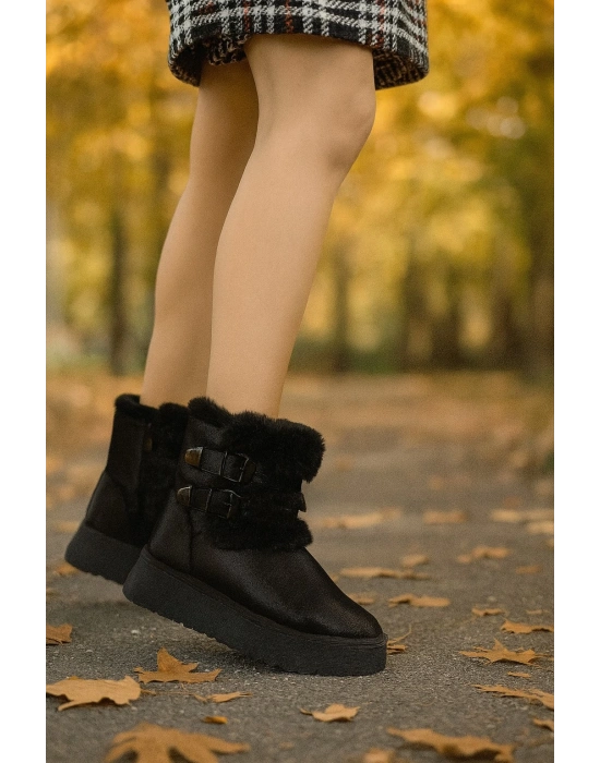 Çift Tokalı KalınTaban Kadın Bot