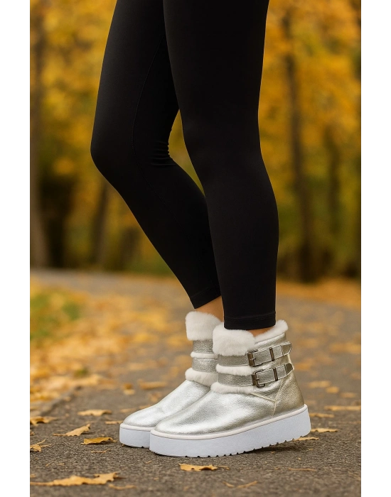 Çift Tokalı KalınTaban Kadın Bot