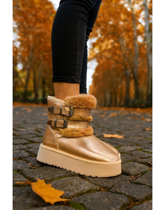 Çift Tokalı KalınTaban Kadın Bot