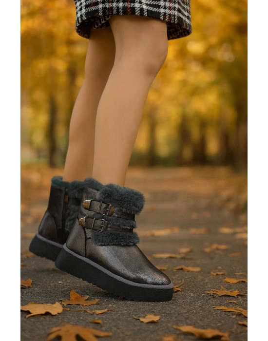 Çift Tokalı KalınTaban Kadın Bot