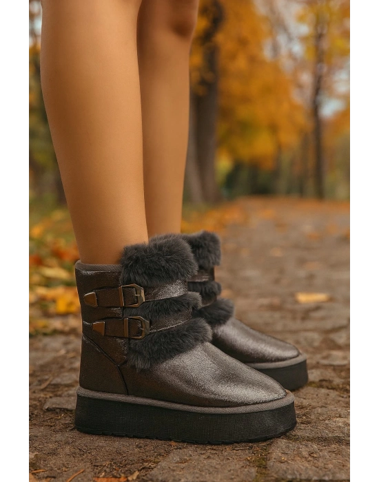 Çift Tokalı KalınTaban Kadın Bot