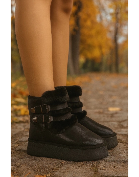 Çift Tokalı KalınTaban Kadın Bot