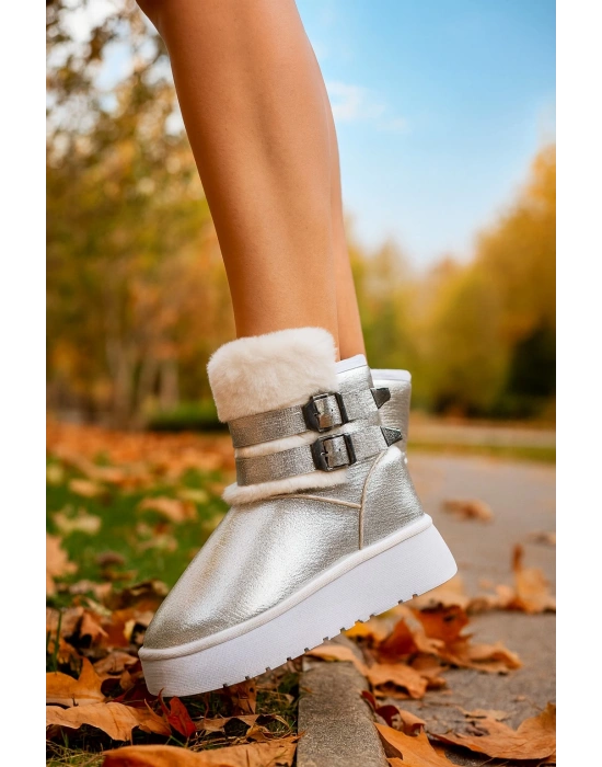 Çift Tokalı KalınTaban Kadın Bot