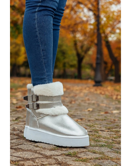 Çift Tokalı KalınTaban Kadın Bot