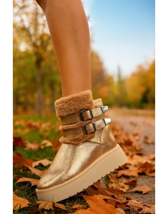 Çift Tokalı KalınTaban Kadın Bot