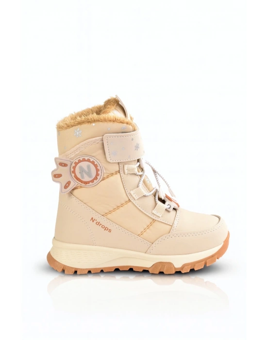 Dayanıklı, Su Geçirmez, Ortopedik, Cırtlı, Bej Kız Çocuk Kar Botu Ayakkabı