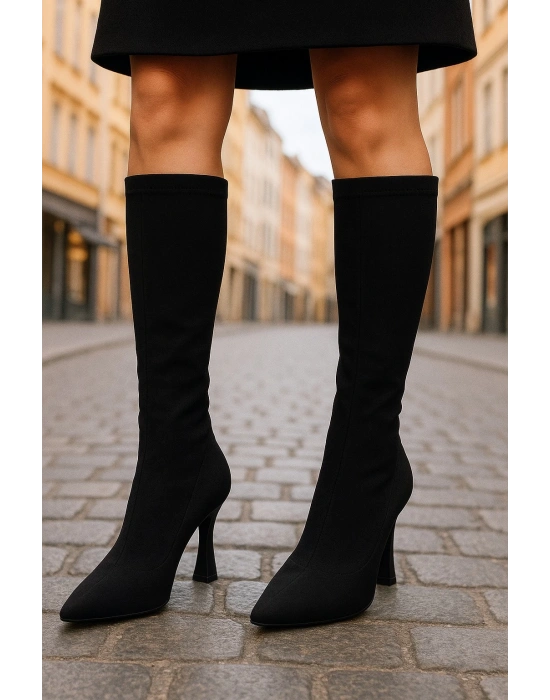 Diz Altı Streç Kadın Topuklu Çizme