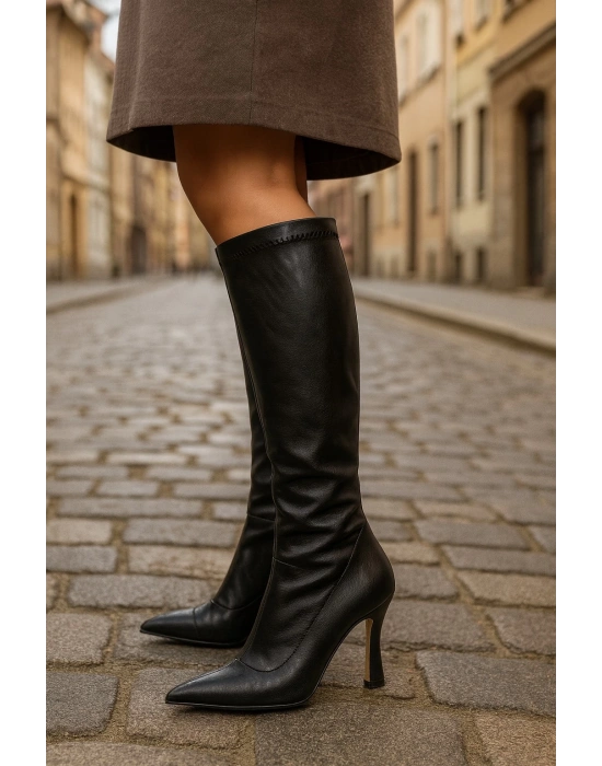 Diz Altı Streç Kadın Topuklu Çizme