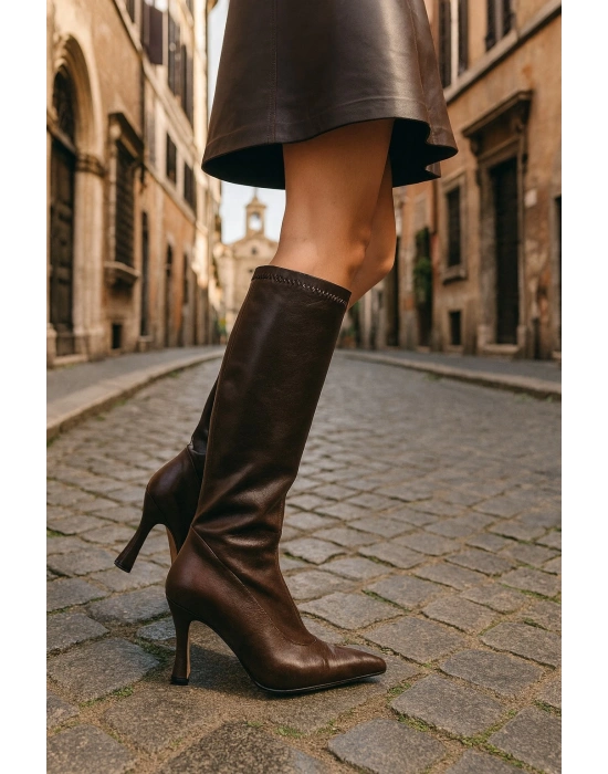 Diz Altı Streç Kadın Topuklu Çizme