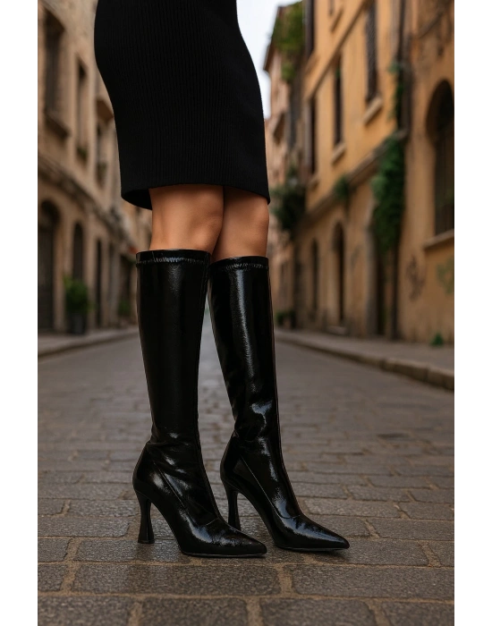 Diz Altı Streç Kadın Topuklu Çizme