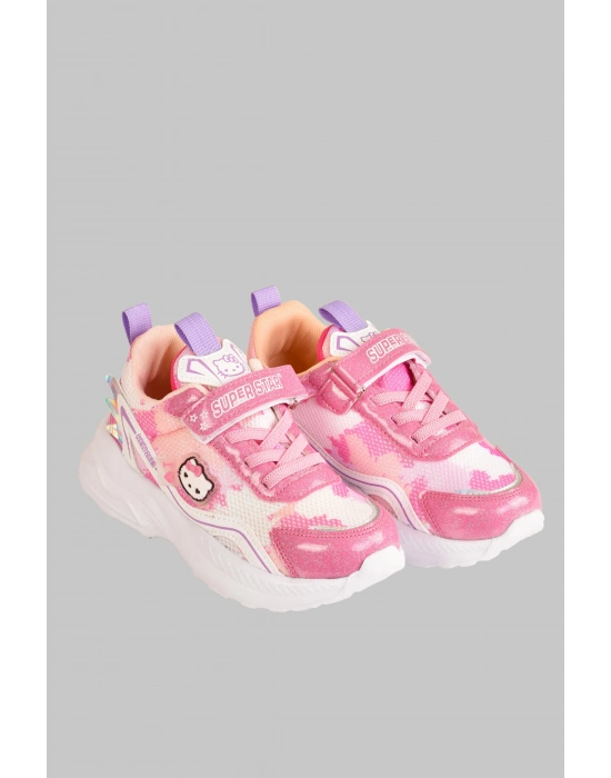 Günlük Kız Çocuk Sneaker Lastik Bağcıklı Hologram Cırtlı Ayakkabı