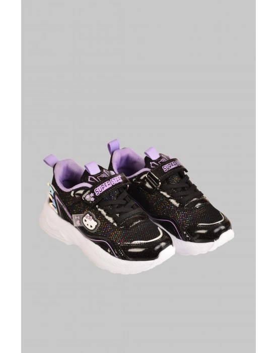 Günlük Kız Çocuk Sneaker Lastik Bağcıklı Hologram Cırtlı Ayakkabı