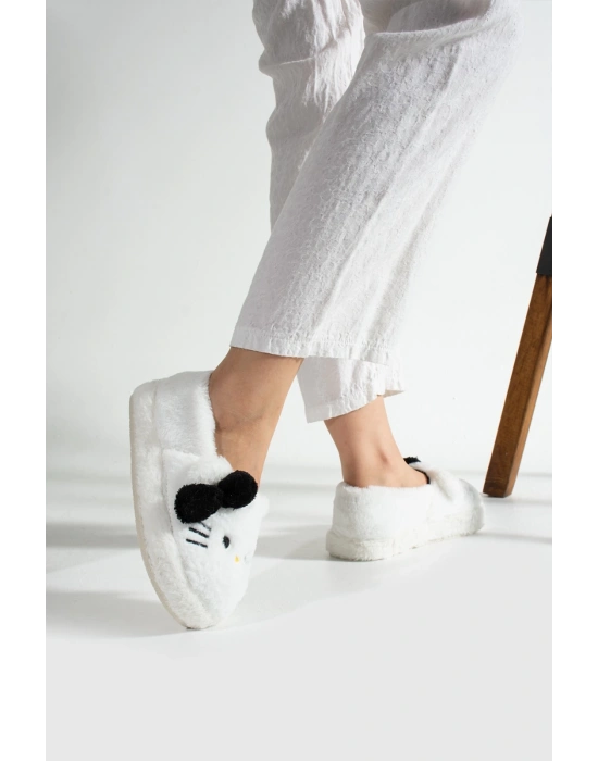 Hello Kitty Desenli Fiyonklu Kadın Peluş Ev Terliği