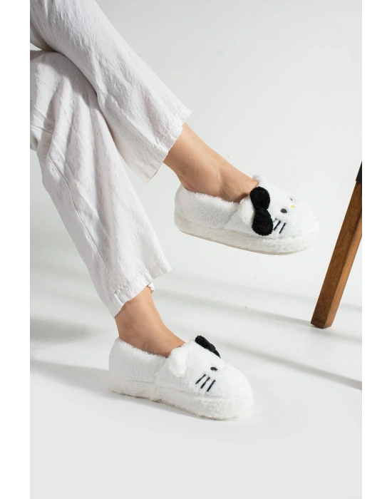 Hello Kitty Desenli Fiyonklu Kadın Peluş Ev Terliği