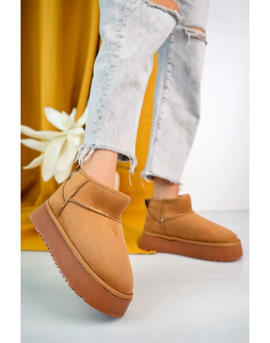 KADIN BEJ SÜET İÇİ KÜRKLÜ KALIN TABAN BİLEKTE KISA KADIN BOT & BOOTİE