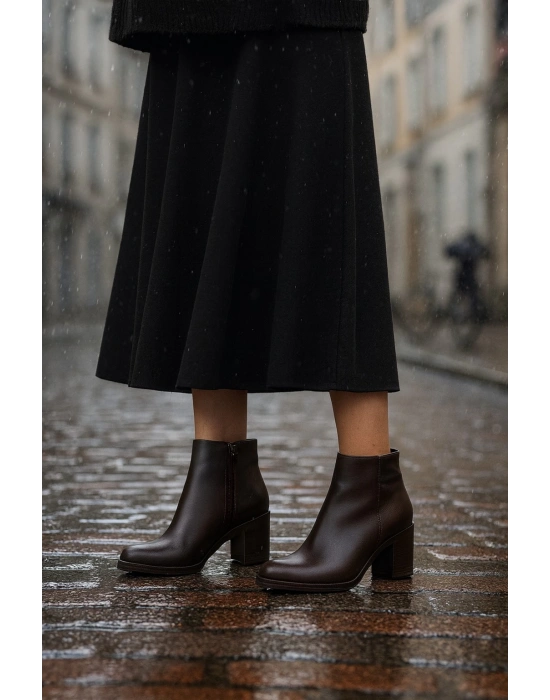 Kadın Fermuarlı Topuklu Bot