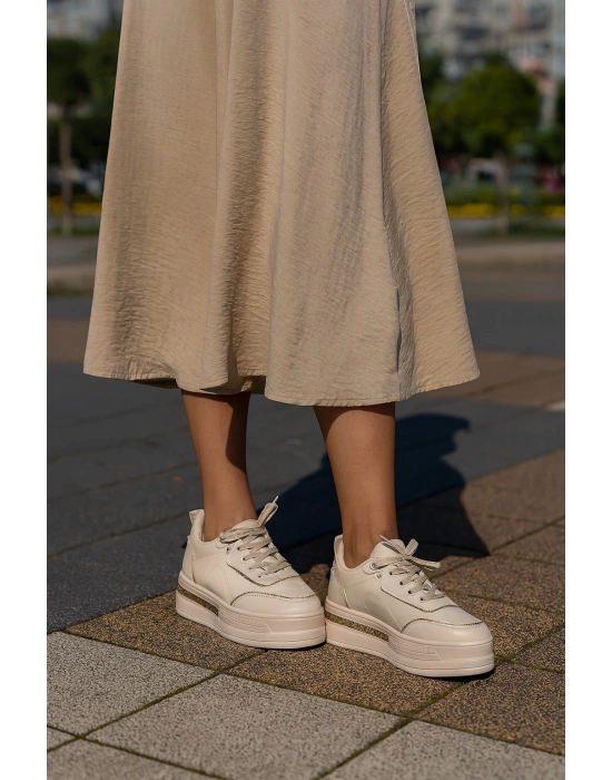 Kadın Günlük Yüksek Taşlı Taban Rahat Kalıp Yürüyüş ve Ortopedik Spor Ayakkabı