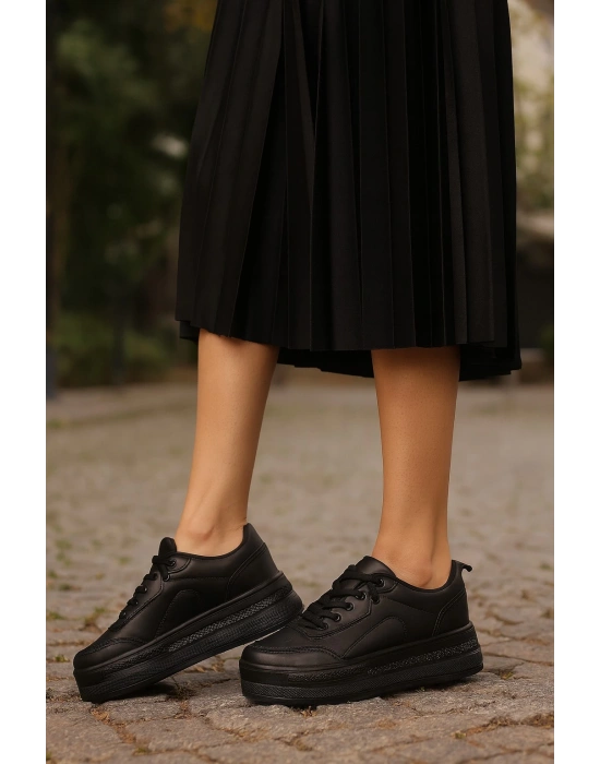 Kadın Günlük Yüksek Taşlı Taban Rahat Kalıp Yürüyüş ve Ortopedik Spor Ayakkabı