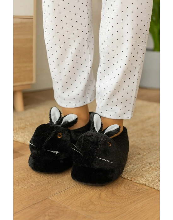 Kadın Hayvanlı Kışlık Peluş Tavşan Panduf Ev Terliği