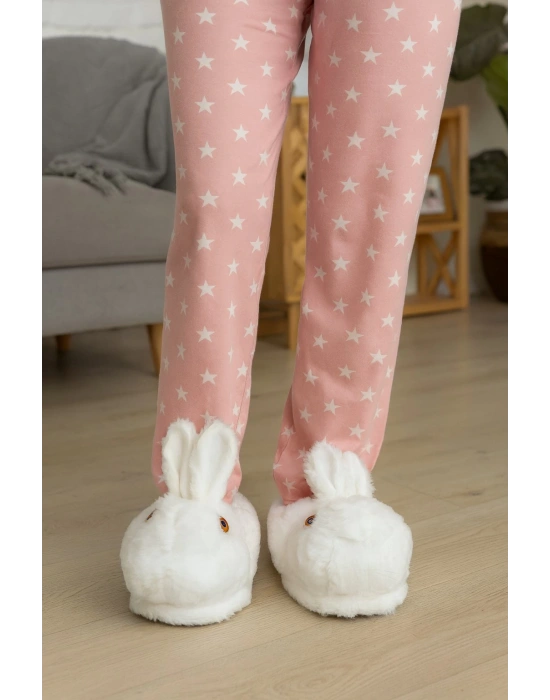 Kadın Hayvanlı Kışlık Peluş Tavşan Panduf Ev Terliği