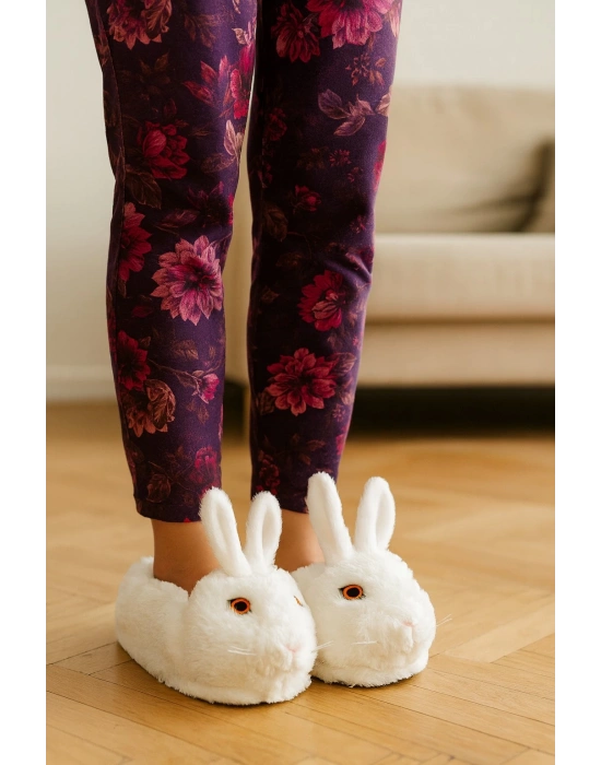 Kadın Hayvanlı Kışlık Peluş Tavşan Panduf Ev Terliği