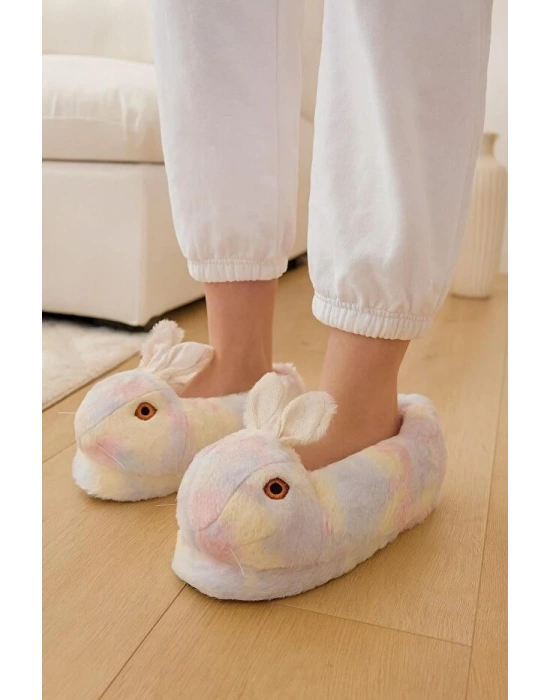 Kadın Hayvanlı Kışlık Peluş Tavşan Panduf Ev Terliği