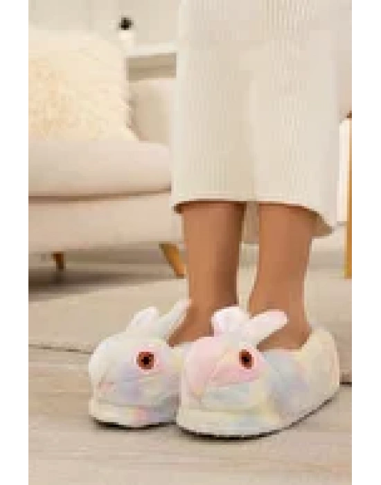 Kadın Hayvanlı Kışlık Peluş Tavşan Panduf Ev Terliği