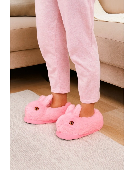 Kadın Hayvanlı Kışlık Peluş Tavşan Panduf Ev Terliği