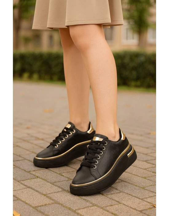 Kadın İnce Şerit Detaylı Kalın Taban Spor Ayakkabı