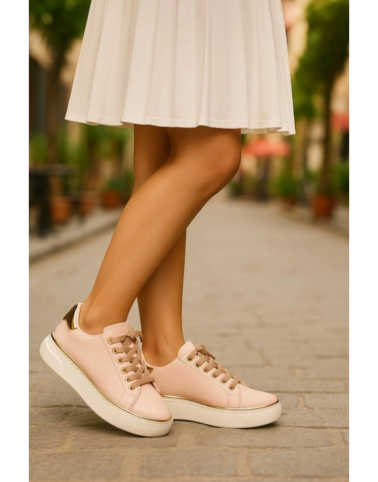 Kadın İnce Şerit Detaylı Kalın Taban Spor Ayakkabı