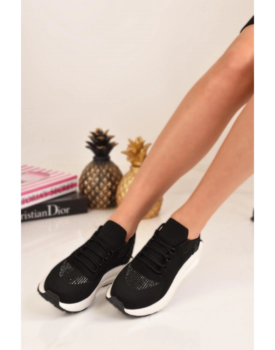 Kadın Kalın Tabanlı Taş Detaylı Sneaker Spor Ayakkabı