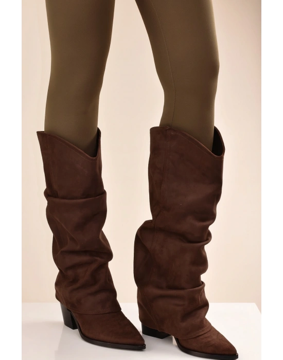 Kadın Körüklü Kalın Topuklu Kovboy Çizme