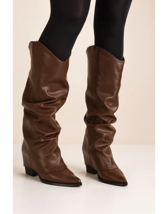 Kadın Körüklü Kalın Topuklu Kovboy Çizme