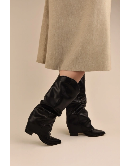 Kadın Körüklü Kalın Topuklu Kovboy Çizme