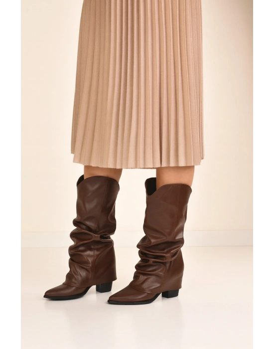 Kadın Körüklü Kalın Topuklu Kovboy Çizme