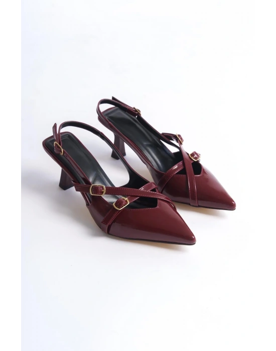 Kadın RuganTokalı Sivri Burun Topuklu Stiletto Ayakkabı
