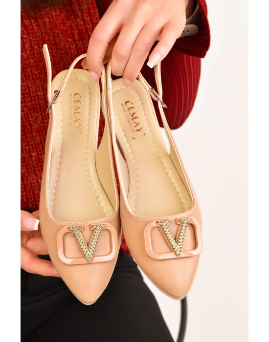 Kadın Sivri Burun V Tokalı Günlük Babet