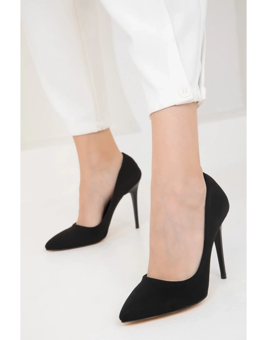 Kadın Süet Yüksek Topuk Stiletto Ayakkabı