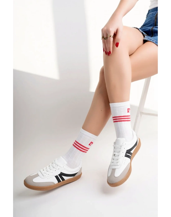 Kadın Sneaker Bağcıklı Düz Taban Spor Ayakkabı