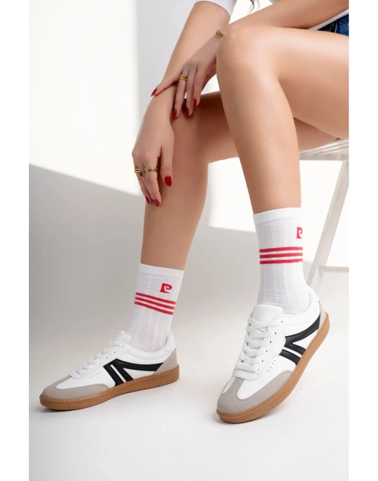 Kadın Sneaker Bağcıklı Düz Taban Spor Ayakkabı