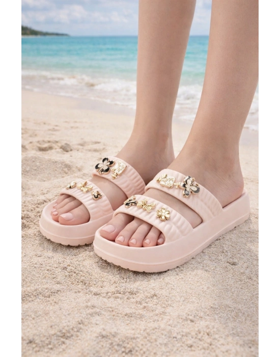 Kadın Taşlı Şık, Rahat, Konforlu Günlük Eva Terlik