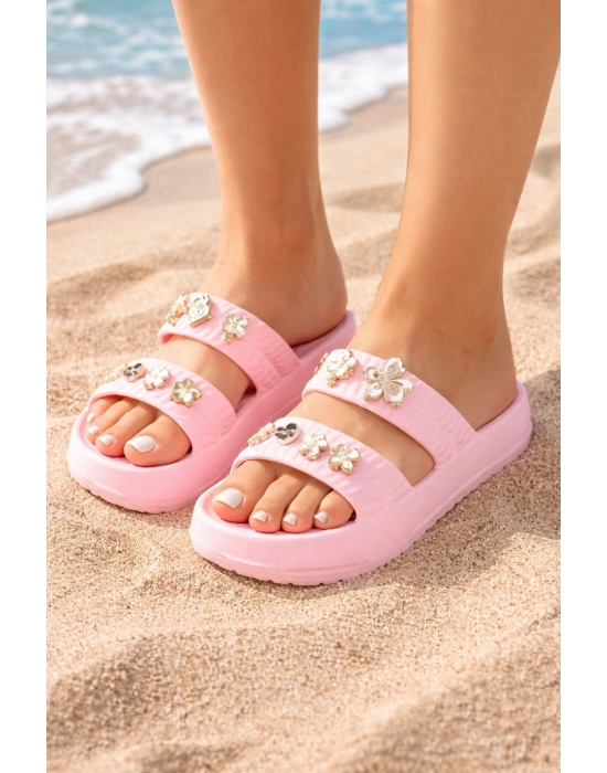 Kadın Taşlı Şık, Rahat, Konforlu Günlük Eva Terlik