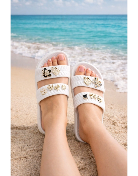 Kadın Taşlı Şık, Rahat, Konforlu Günlük Eva Terlik